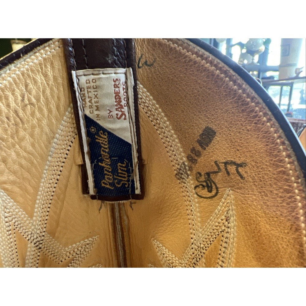 Panhandle Slim Brown Cowboy Boots 9.5 B Mexico Vintage Western Ostrich Leg - Picture 7 of 13